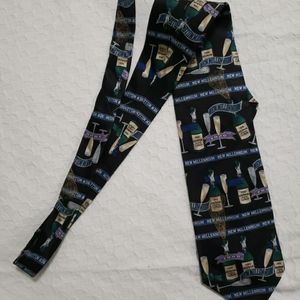 New Millenium Mens Tie with Champagne Bottles And Glasses